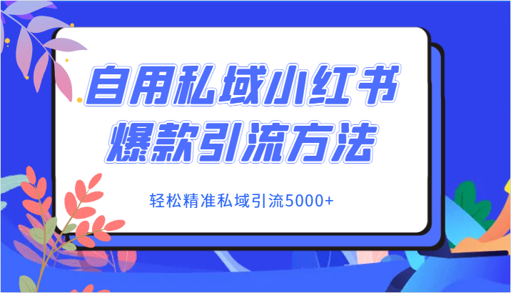 自用私域小红书爆款引流方法，轻松精准私域引流5000+-创客聚集地