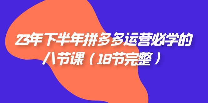 2023年下半年拼多多·运营必学的八节课（18节完整）-创客聚集地