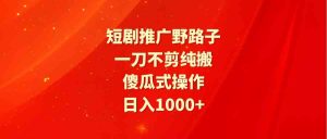 短剧推广野路子，一刀不剪纯搬运，傻瓜式操作，日入1000+-创客聚集地