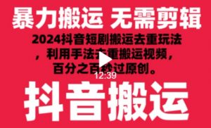 2024最新抖音搬运技术，抖音短剧视频去重，手法搬运，利用工具去重，达到秒过原创的效果-创客聚集地