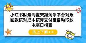 小红书财务淘宝天猫淘系平台对账回款核对成本核算支付宝自动取数电商日报表-创客聚集地