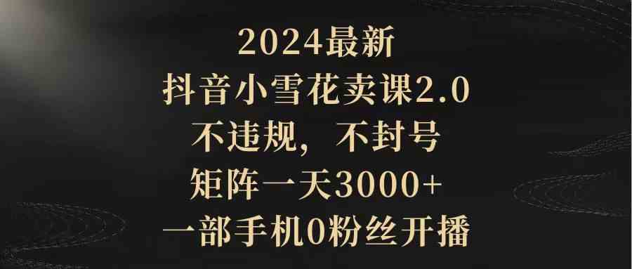 2024最新抖音小雪花卖课2.0 不违规 不封号 矩阵一天3000+一部手机0粉丝开播-创客聚集地