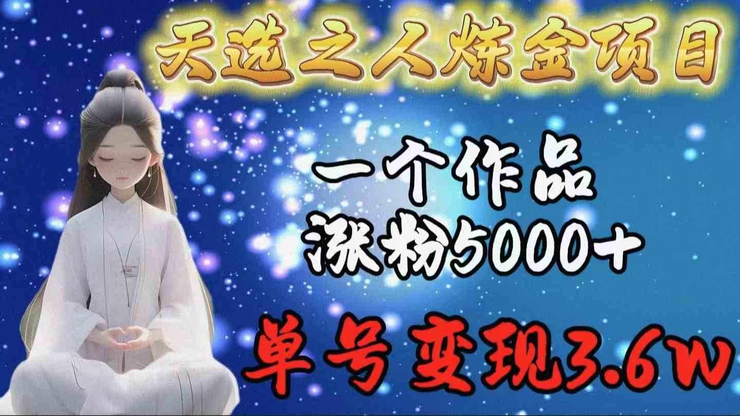 天选之人炼金项目，一个作品涨粉5000+，单号变现3.6w-创客聚集地