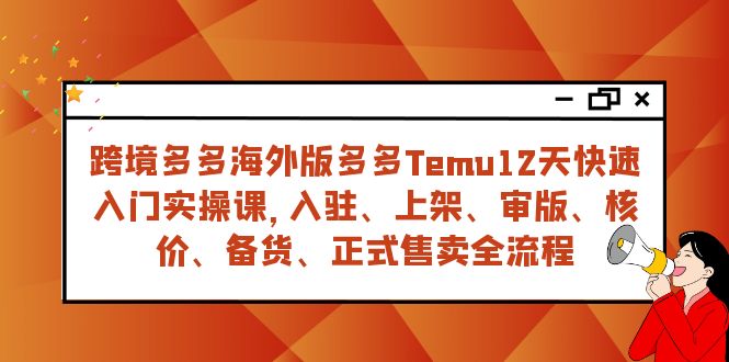 跨境多多海外版多多Temu12天快速入门实战课，从入驻 上架到正式售卖全流程-创客聚集地