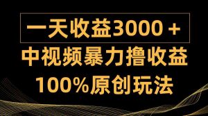 中视频暴力撸收益，日入3000＋，100%原创玩法，小白轻松上手多种变现方式-创客聚集地