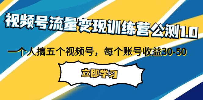 视频号流量变现训练营公测1.0：一个人搞五个视频号，每个账号收益30-50-创客聚集地