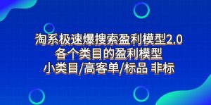 淘系极速爆搜索盈利模型2.0，各个类目的盈利模型，小类目/高客单/标品 非标-创客聚集地