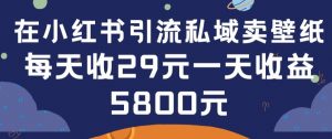 在小红书引流私域卖壁纸每张29元单日最高卖出200张(0-1搭建教程)-创客聚集地