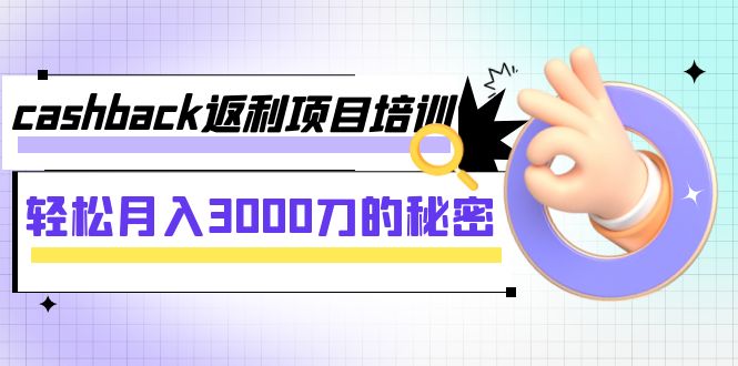cashback返利项目培训：轻松月入3000刀的秘密（8节课）-创客聚集地