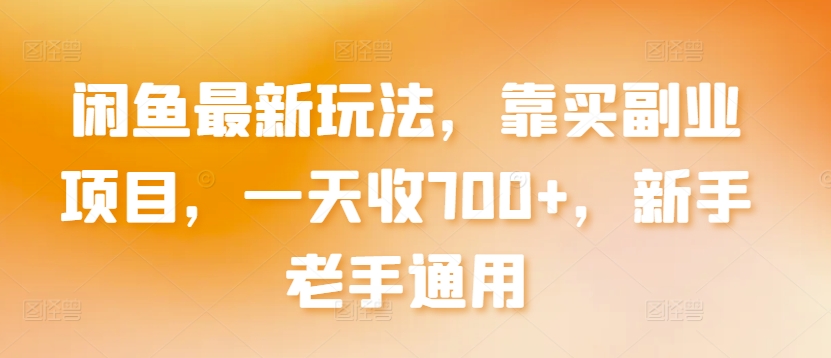 闲鱼最新玩法，靠买副业项目，一天收700+，新手老手通用-创客聚集地