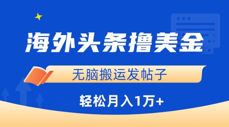 海外头条撸美金，无脑搬运发帖子，月入1万+，小白轻松掌握-创客聚集地