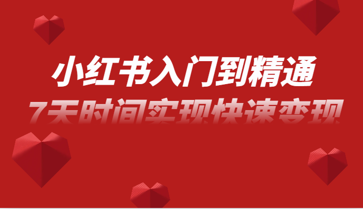 小红书入门到精通课，无货源电商实操运营，7天时间实现快速变现-创客聚集地
