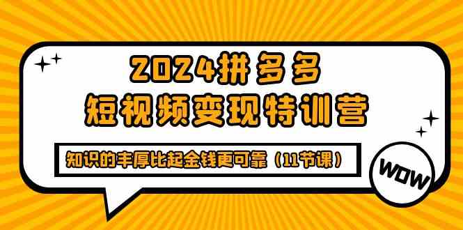 2024拼多多短视频变现特训营，知识的丰厚比起金钱更可靠（11节课）-创客聚集地