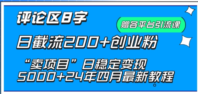 抖音评论区8字日截流200+创业粉 “卖项目”日稳定变现5000+-创客聚集地