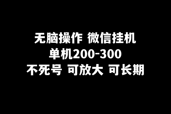无脑操作微信挂机单机200-300一天，不死号，可放大-创客聚集地