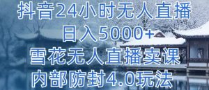 抖音24小时无人直播 日入5000+,雪花无人直播卖课,内部防封4.0玩法-创客聚集地