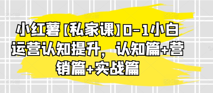 小红薯【私家课】0-1小白运营认知提升，认知篇+营销篇+实战篇-创客聚集地