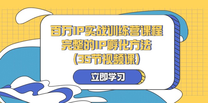 百万IP实战训练营课程，完整的IP孵化方法（35节视频课）-创客聚集地