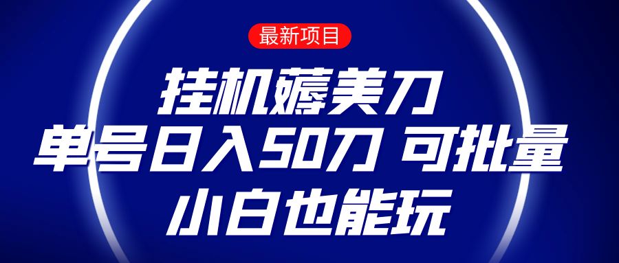 薅羊毛项目  零投入挂机薅美刀    单号日入50刀  可批量  小白也能玩-创客聚集地