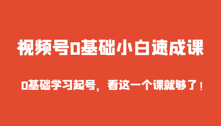 视频号0基础小白速成课，0基础学习起号，看这一个课就够了！-创客聚集地