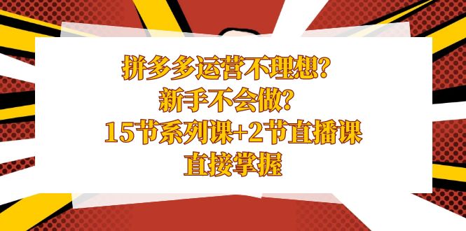 拼多多运营不理想？新手不会做？15节系列课+2节直播课学会直接掌握-创客聚集地