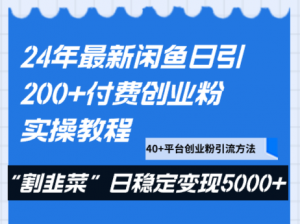 24年最新闲鱼日引200+付费创业粉，割韭菜每天5000+收益实操教程！-创客聚集地