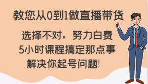 教您从0到1做直播带货，选择不对，努力白费，5小时课程搞定那点事，解决你起号问题！-创客聚集地