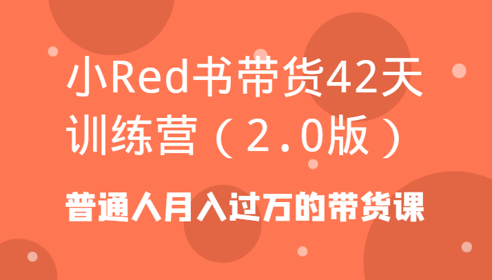 小Red书带货42天训练营（2.0版）普通人月入过万的带货课-创客聚集地