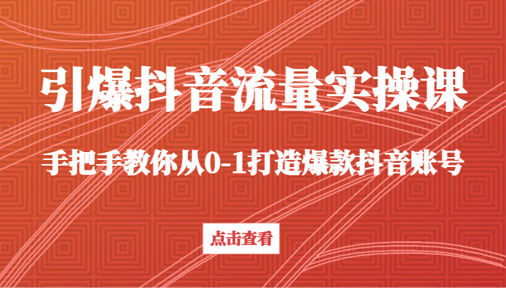 引爆抖音流量实操课，手把手教你从0-1打造爆款抖音账号-创客聚集地