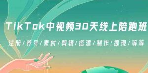 TikTok中视频30天线上陪跑班：注册/养号/素材/剪辑/搭建/制作/提现/等等-创客聚集地