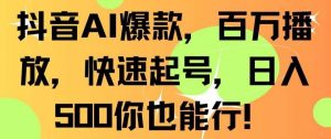 抖音AI爆款，百万播放，快速起号，日入500你也能行【揭秘】-创客聚集地