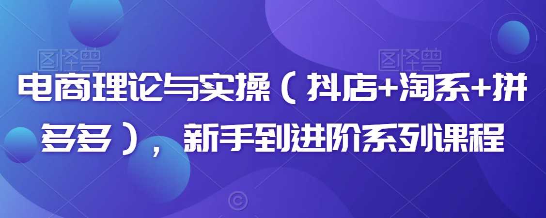 电商理论与实操（抖店+淘系+拼多多），新手到进阶系列课程-创客聚集地
