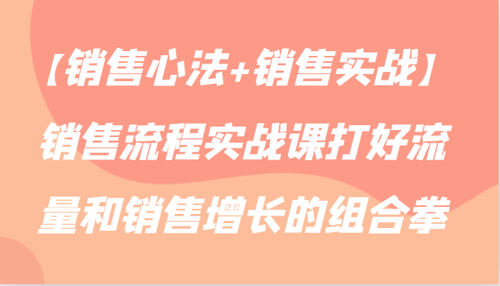 【销售心法+销售实战】销售流程实战课打好流量和销售增长的组合拳-创客聚集地