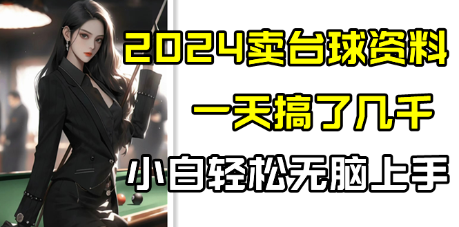 2024卖台球资料，一天搞了几千，小白轻松无脑上手-创客聚集地