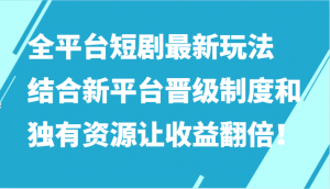 全平台短剧最新玩法，结合新平台晋级制度和独有资源让收益翻倍！-创客聚集地