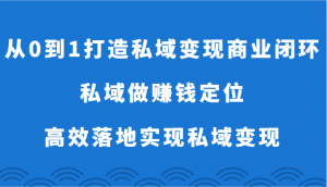 从0到1打造私域变现商业闭环-私域做赚钱定位，高效落地实现私域变现-创客聚集地