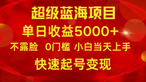 2024超级蓝海项目 单日收益5000+ 不露脸小游戏直播,小白当天上手,快手起号变现-创客聚集地