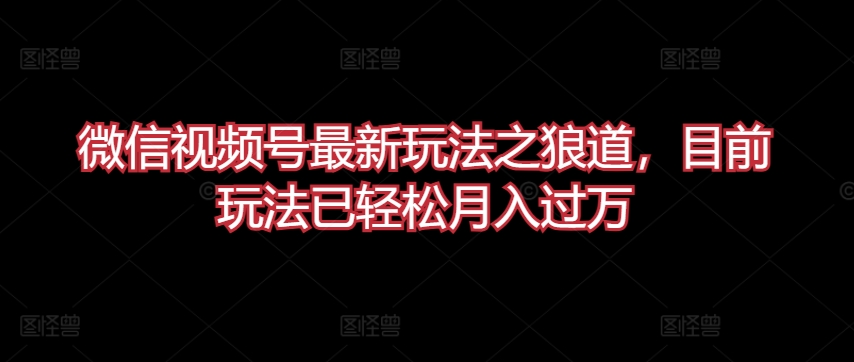 微信视频号最新玩法之狼道，目前玩法已轻松月入过万-创客聚集地
