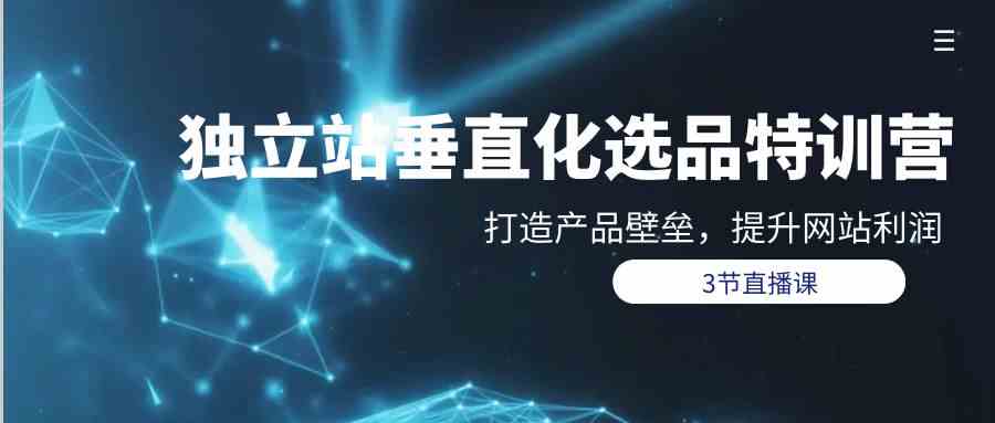 独立站垂直化选品训练营，打造产品壁垒，提升网站利润（3节直播课）-创客聚集地