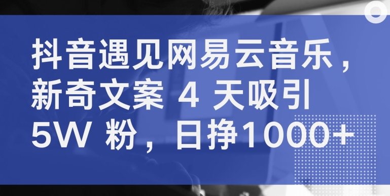 抖音遇见网易云音乐，新奇文案 4 天吸引 5W 粉，日挣1000+-创客聚集地