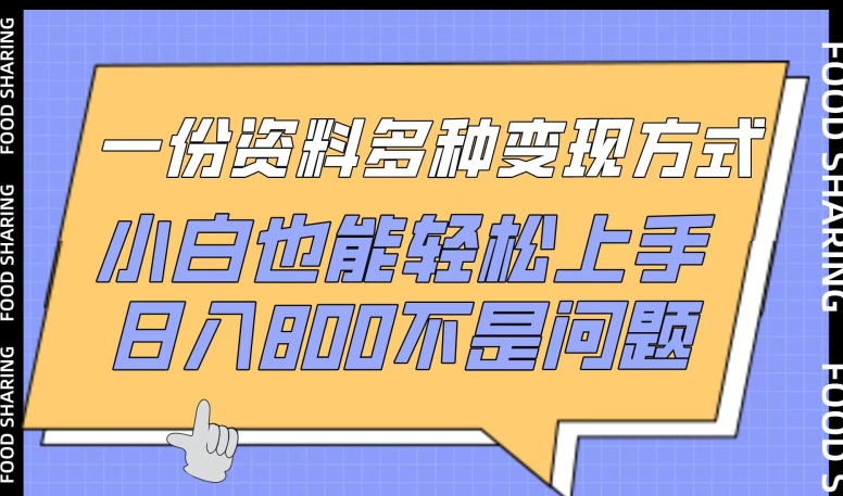一份资料多种变现方式，小白也能轻松上手，日入800不是问题-创客聚集地