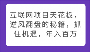 互联网项目天花板，逆风翻盘的秘籍，抓住机遇，年入百万-创客聚集地