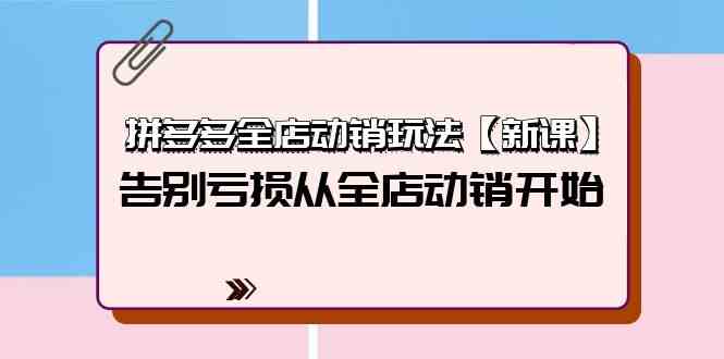 拼多多全店动销玩法【新课】，告别亏损从全店动销开始（4节视频课）-创客聚集地