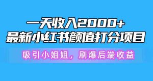 一天收入2000+，最新小红书颜值打分项目，吸引小姐姐，刷爆后端收益-创客聚集地