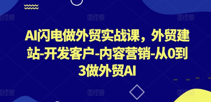 AI闪电做外贸实战课，​外贸建站-开发客户-内容营销-从0到3做外贸AI-创客聚集地