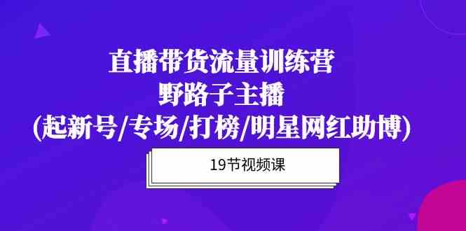 直播带货流量特训营，野路子主播(起新号/专场/打榜/明星网红助博)-创客聚集地
