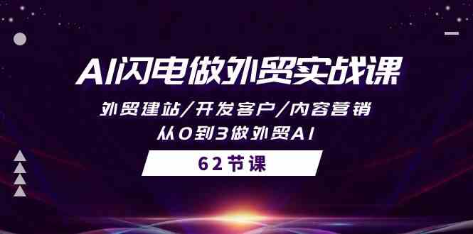 AI闪电做外贸实战课，外贸建站/开发客户/内容营销/从0到3做外贸AI（61节）-创客聚集地
