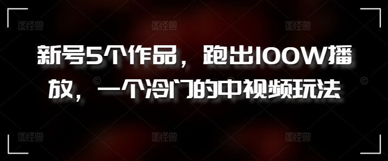新号5个作品，跑出100W播放，一个冷门的中视频玩法-创客聚集地