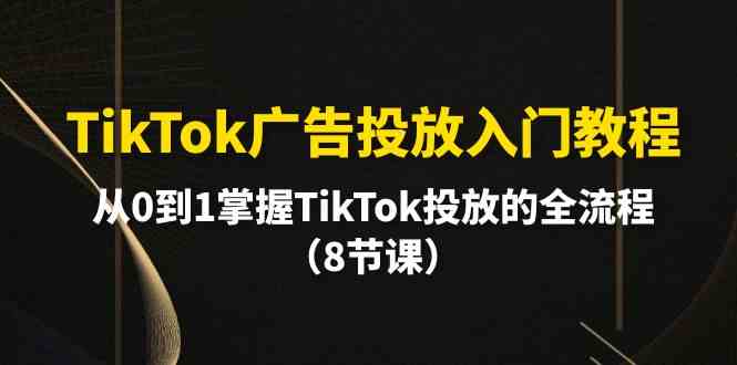 TikTok广告投放入门教程，从0到1掌握TikTok投放的全流程（8节课）-创客聚集地