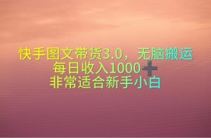 快手图文带货3.0,无脑搬运,每日收入1000+,非常适合新手小白-创客聚集地